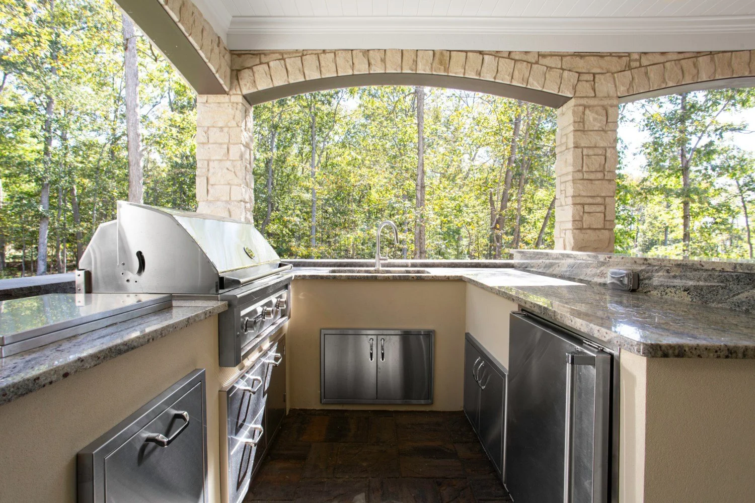 Outdoor kitchen designed for backyard entertaining and cooking in Lexington Park, MD