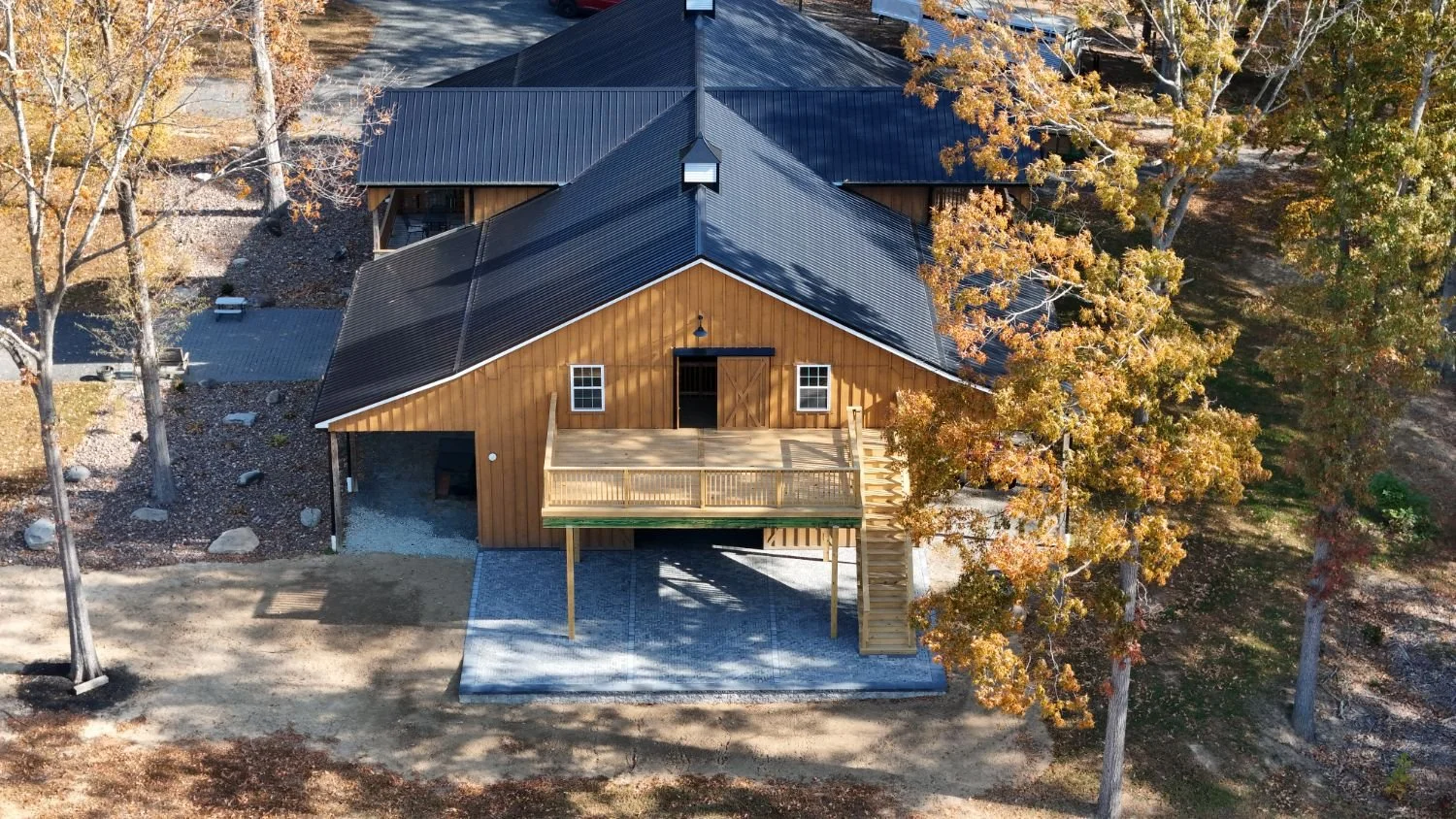 Outdoor lighting planned to guide movement through an outdoor living space in Brandywine, MD