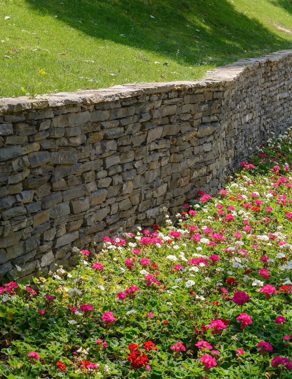 A retaining wall built to manage elevation changes in Laurel, MD