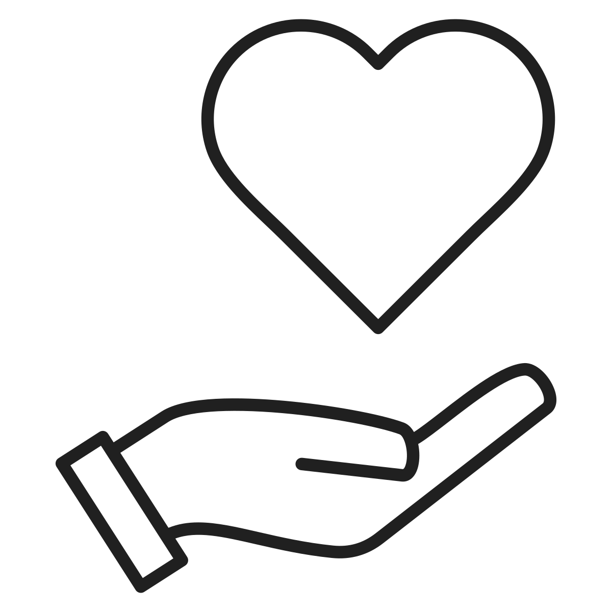 A hand holding a heart