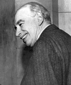 Black and white photo of John Maynard Keynes