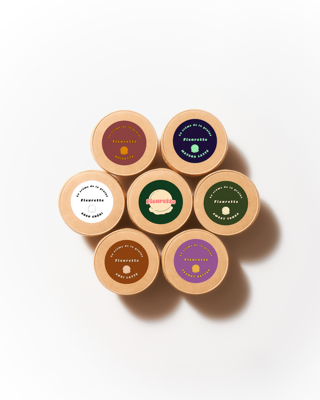 pots de glace individuels en forme de fleur