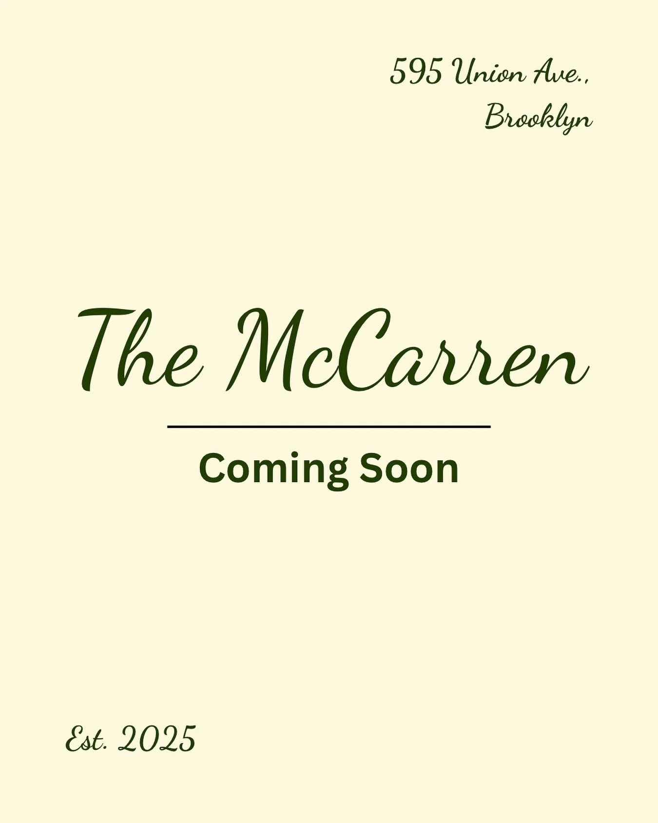 The hard work is ongoing here behind the scenes in Brooklyn and we can&rsquo;t wait to welcome you all to The McCarren, very soon, Brooklyn&rsquo;s newest neighbourhood bar. 
Watch this space ⏳🕣