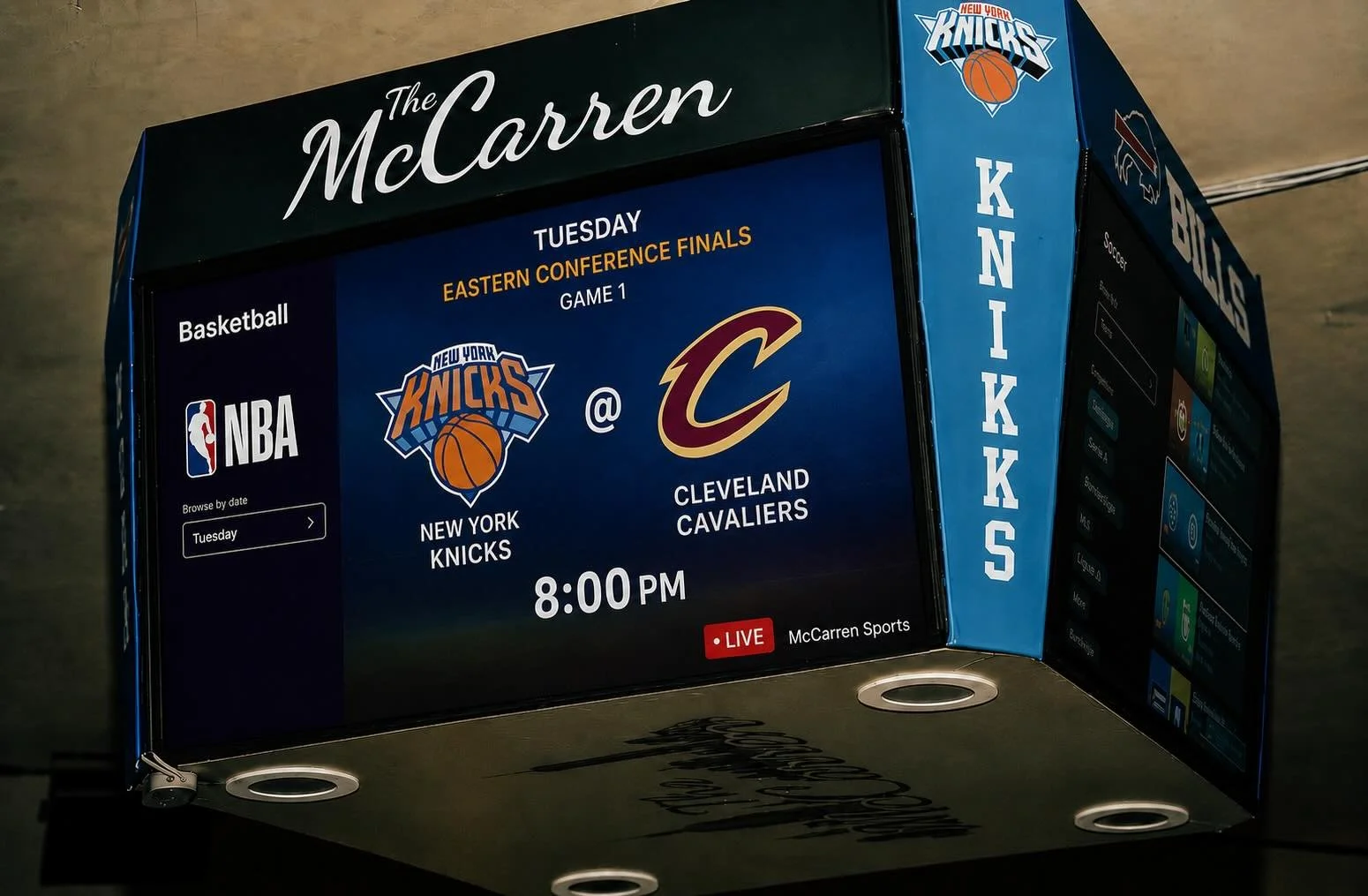 THE KNICKS ARE BACK 🏀 EASTERN CONFERENCE FINALS GAME 1 🏀

The Knicks are back under the bright lights tonight @ MSG 🍎🔥
Knicks @ Cavaliers &mdash; 8PM
FOOD AND DRINK SPECIALS 
Catch every second LIVE at The McCarren
JUMBOTRON + SOUND 🔊
Cold pints