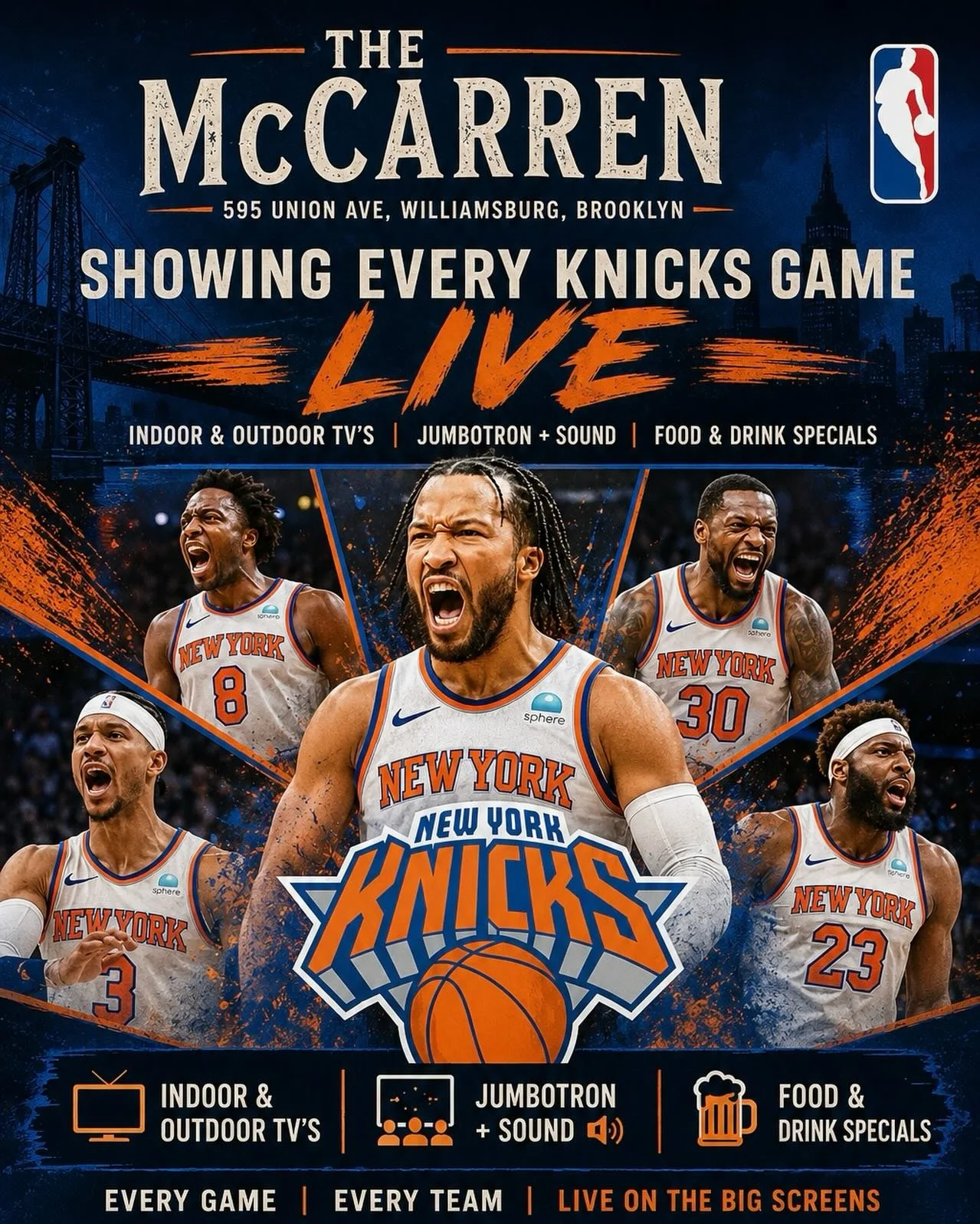 The wait is over&hellip; THIS WEDNESDAY NBA FINALS ARE HERE! 🗽🔥

Watch the New York Knicks battle for the championship LIVE at The McCarren!

📺 Showing on ALL TVs
🔊 Full game sound
🍺 Ice-cold drinks
🍔 Food specials all game long
🏀 The best gam