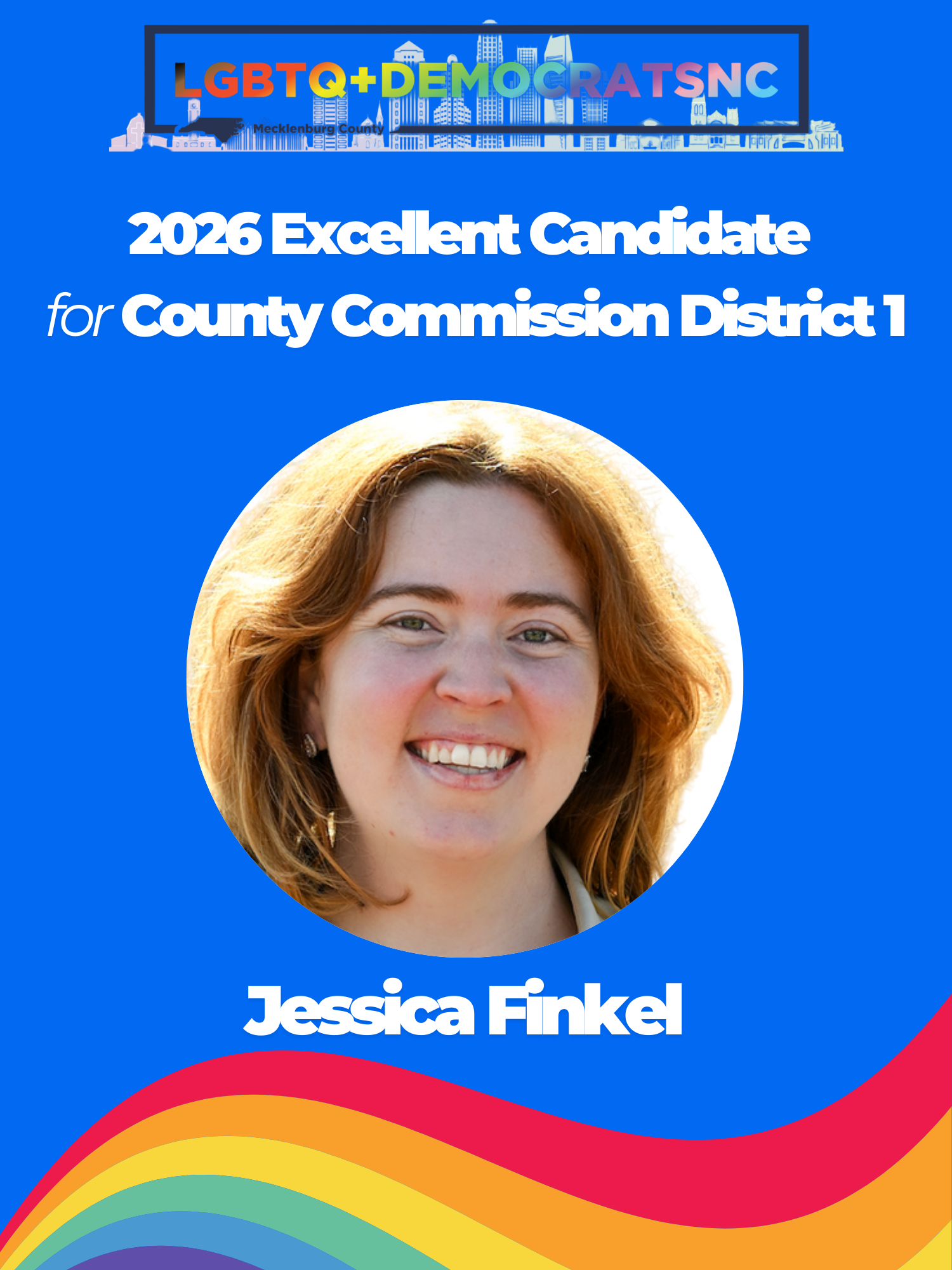 LGBTQ+ Democrats of Mecklenburg County  Endorsement for Jessica Finkel for County Commissioner District 1