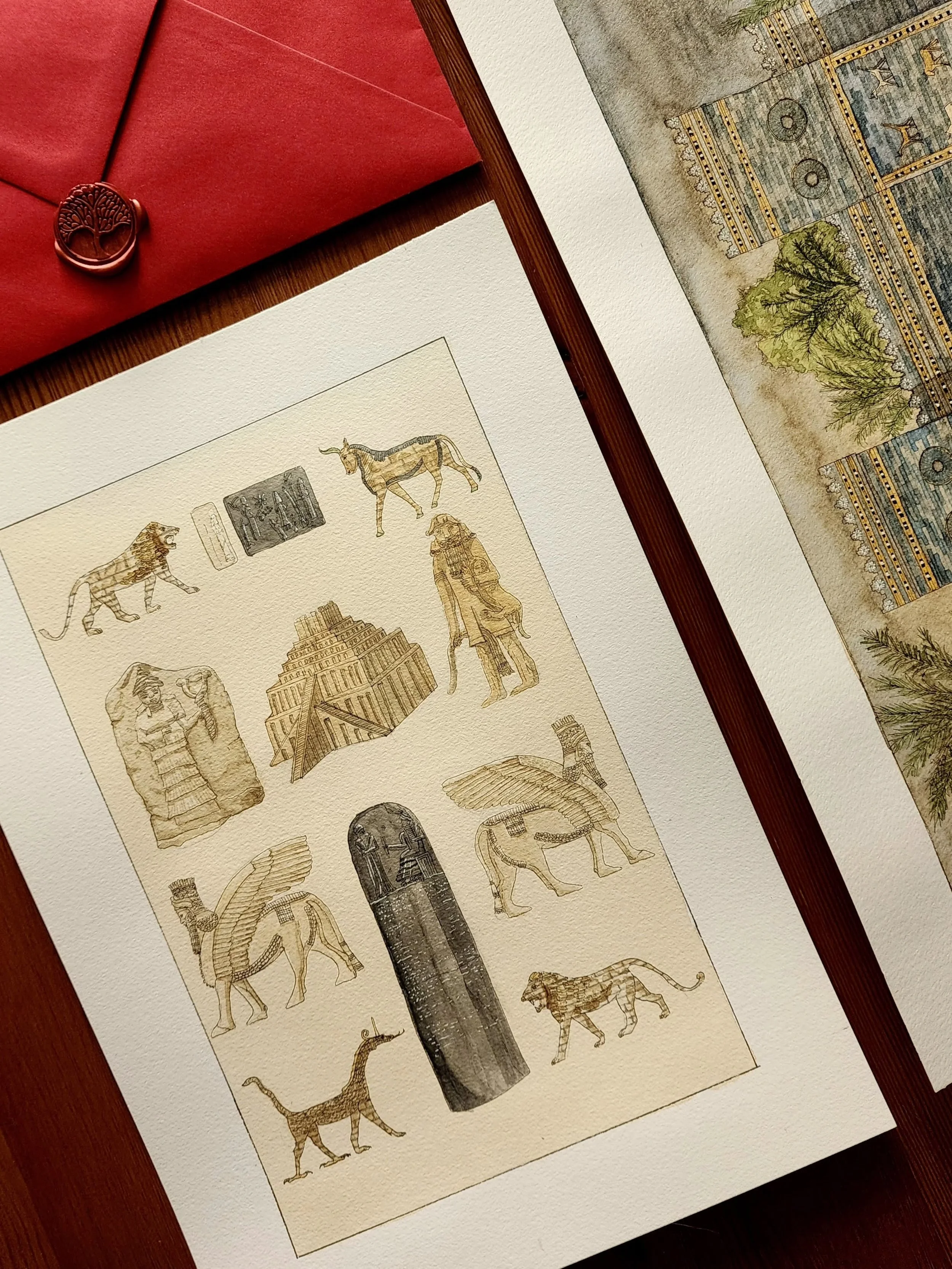 [Coffrets d&rsquo;Artefacts]

Cette planche d&rsquo;illustrations rassemble des artefacts de Babylone.

Babylone est l'une des plus grandes villes de M&eacute;sopotamie, un v&eacute;ritable joyau de l'ancien monde hautement d&eacute;sir&eacute;e &agr