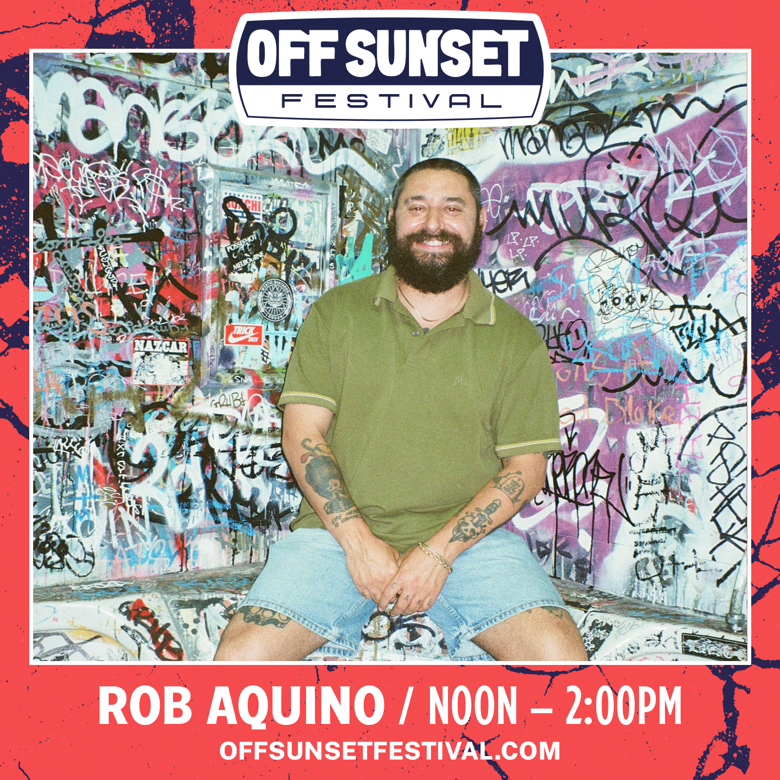 Graphic for Rob Aquino - set times: 12 -2pm