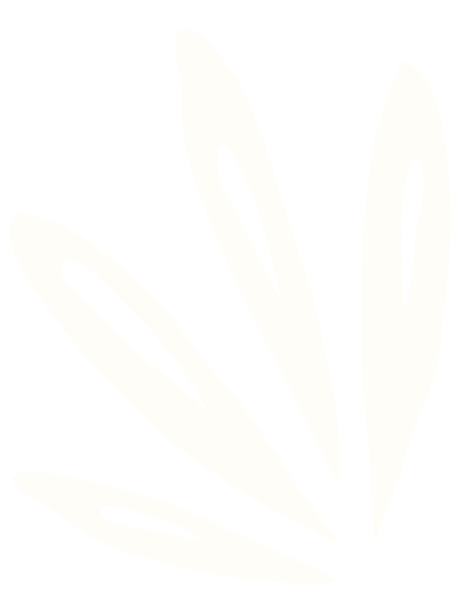 Black and white abstract leaf pattern with elongated shapes, graphic for Guided Growth