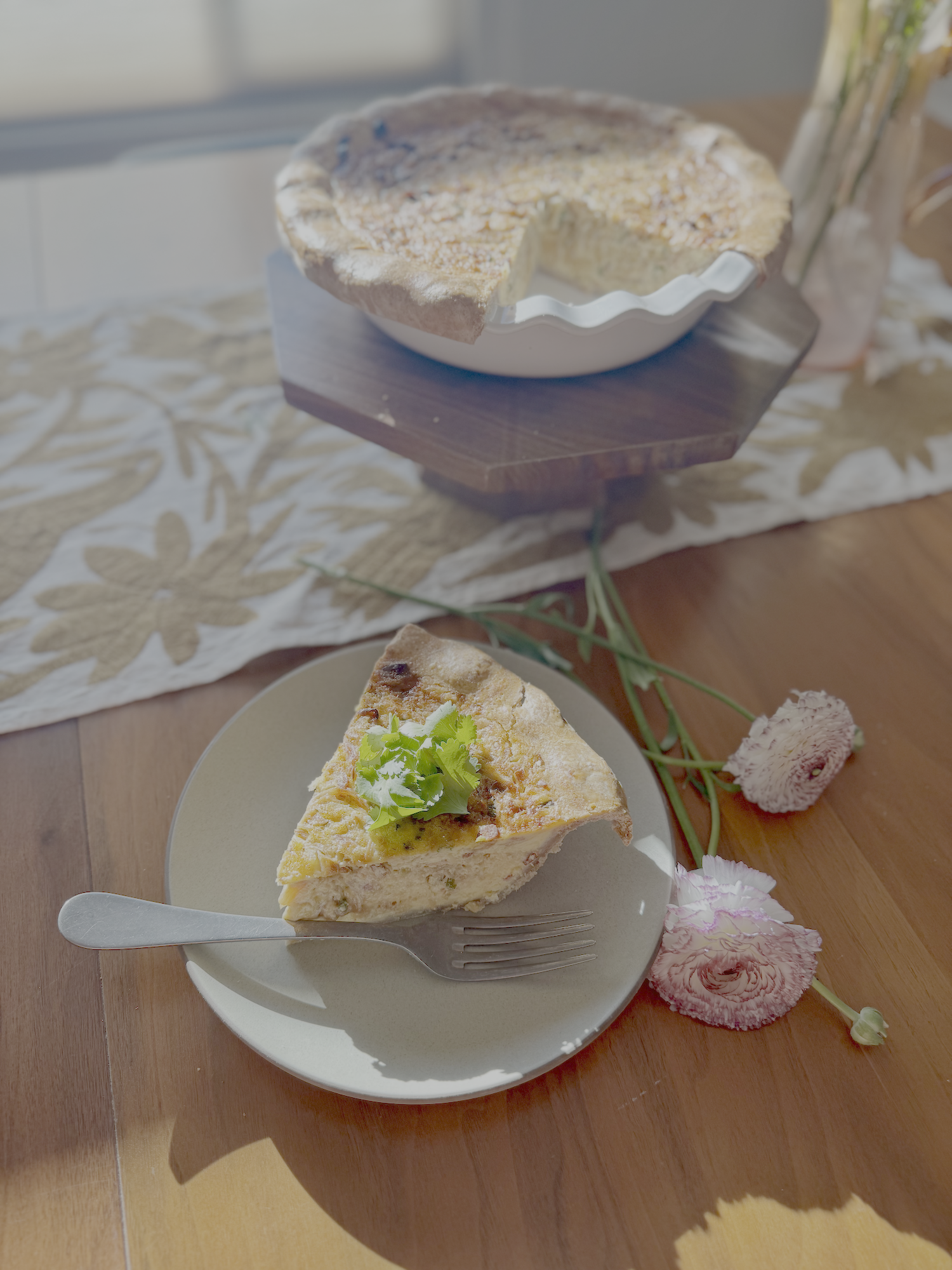 SPRING ONION & BACON QUICHE