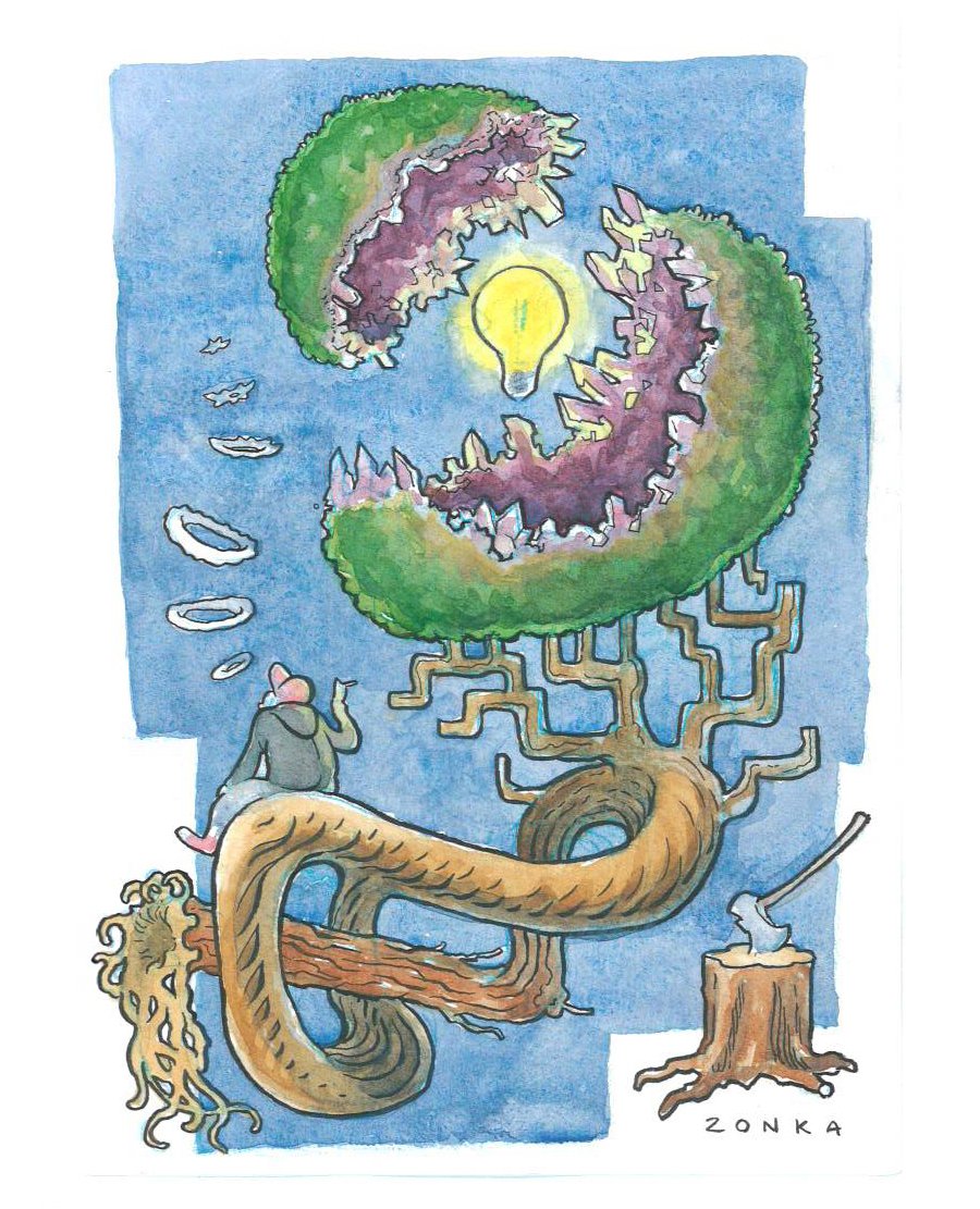 Tree Geode 5x7" Original ( ink and watercolor)