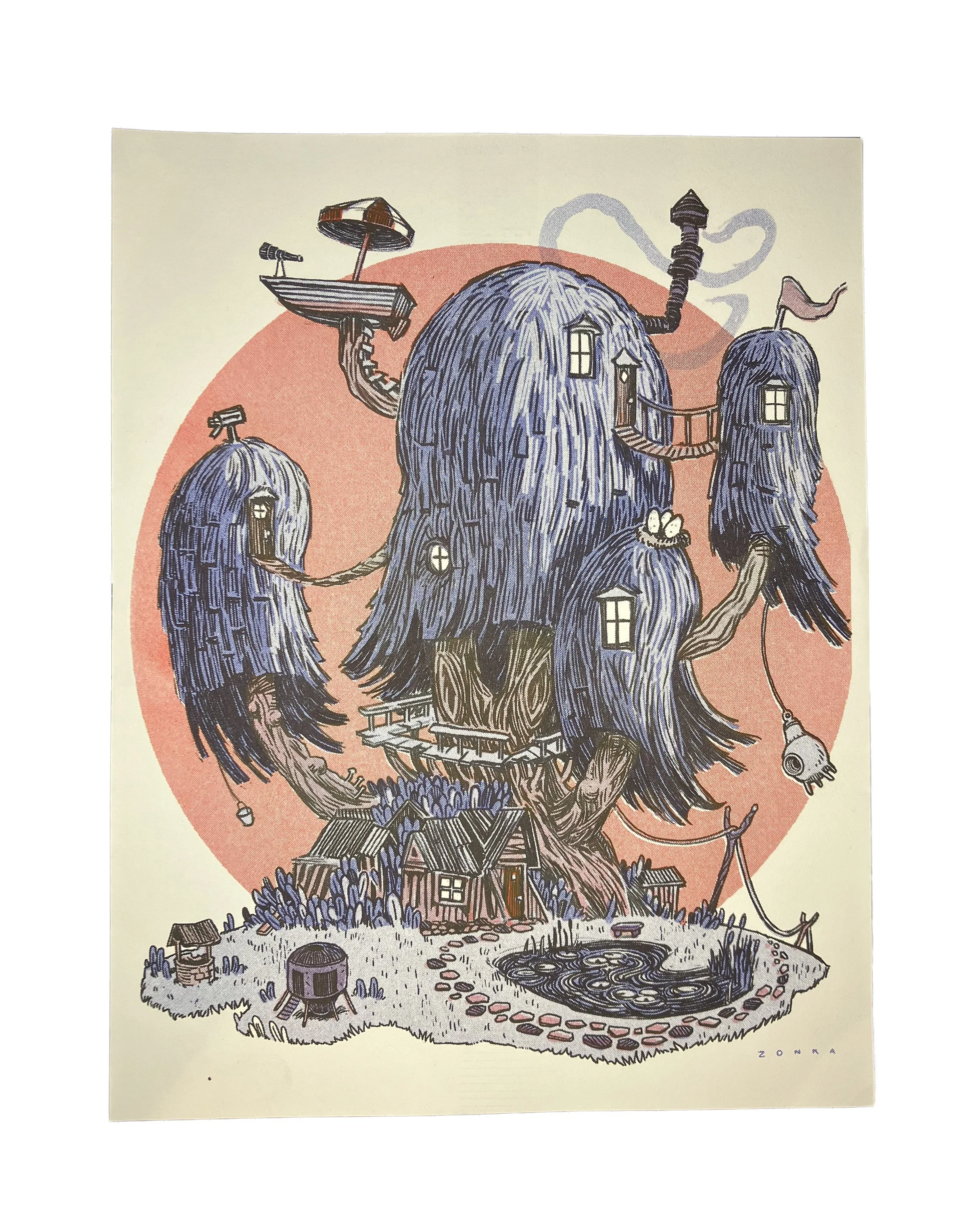 The Tree House (Risograph print) 8.5x11"