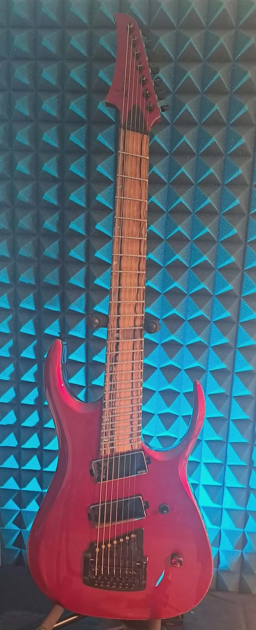 Artemisia 25 fret 7 string - Sonny Lombardozzi signature - available in candy red and metal flake purple at Halo Custom guitars