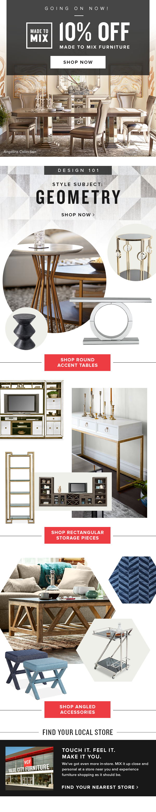 Email promoting the Made To Mix product initiative. This was during the fall with back-to-school time, so we leaned into school subjects for this short series. CLIENT: Value City Furniture