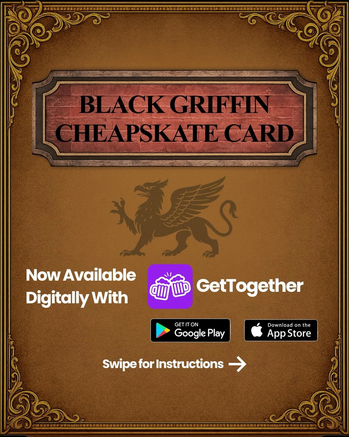 Loyalty that actually pays off. 

Cheapskate is now live at Black Griffin via the GetTogether app 
Scan the QR or enter FV00Y6 and start saving 💸