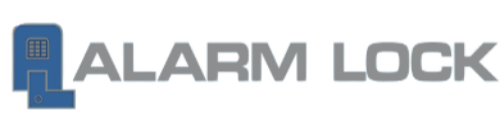 Logo with a blue alarm clock icon and the words 'Alarm Lock' in blue and gray text.