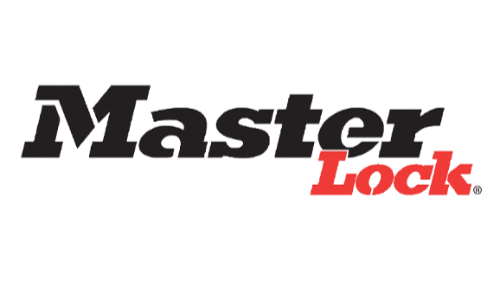 Master Lock logo with black and red text on a white background.