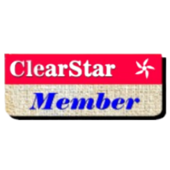 Close-up of a ClearStar membership card with red, white, and blue colors and a star logo.