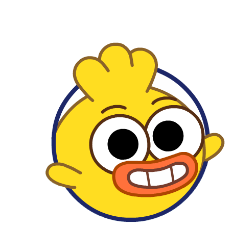 Tweet the yellow Boogie Bird with big eyes and a wide smile, looking upward.