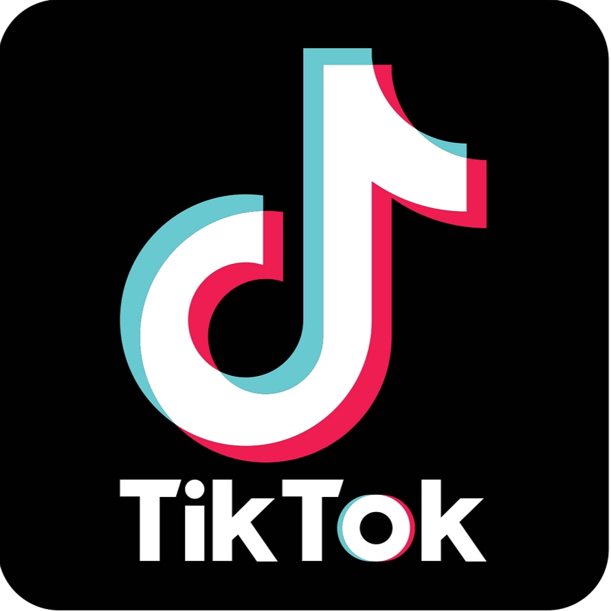 TikTok logo with the word 'TikTok' below it, set against a black background.