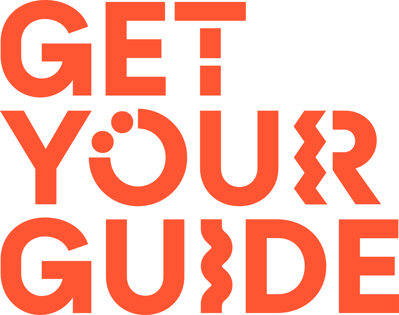 Text graphic in bold orange letters on black background saying 'GET YOUR GUIDE'.