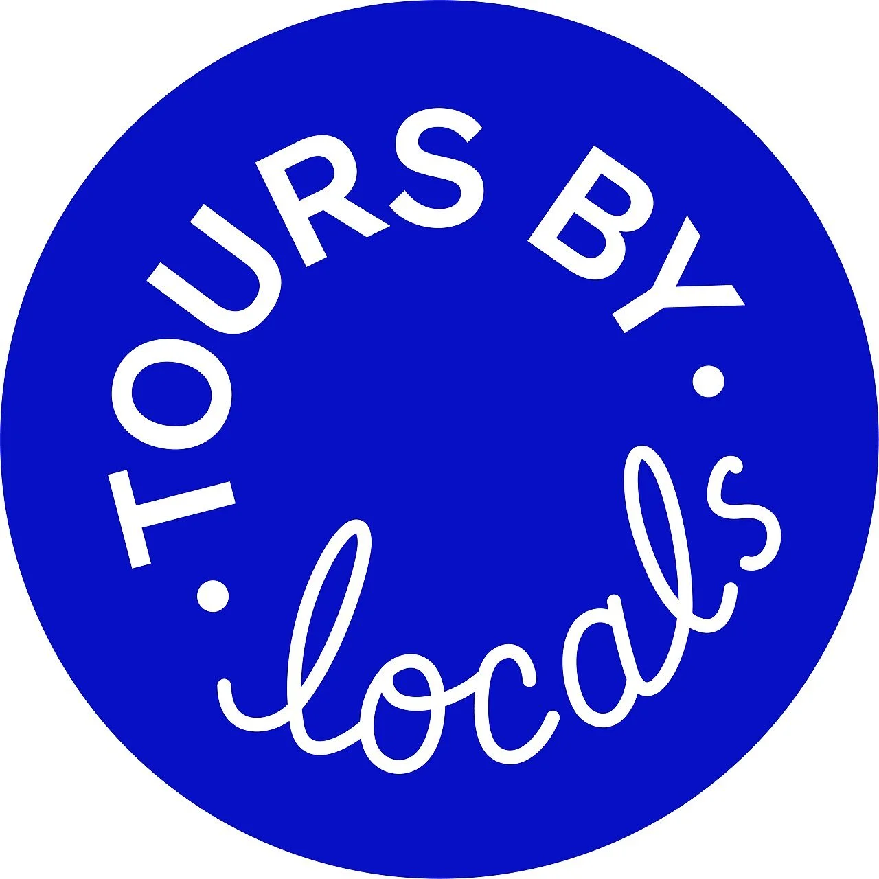 Blue circular logo with white text reading "TOURS BY locals" in a curved arrangement.