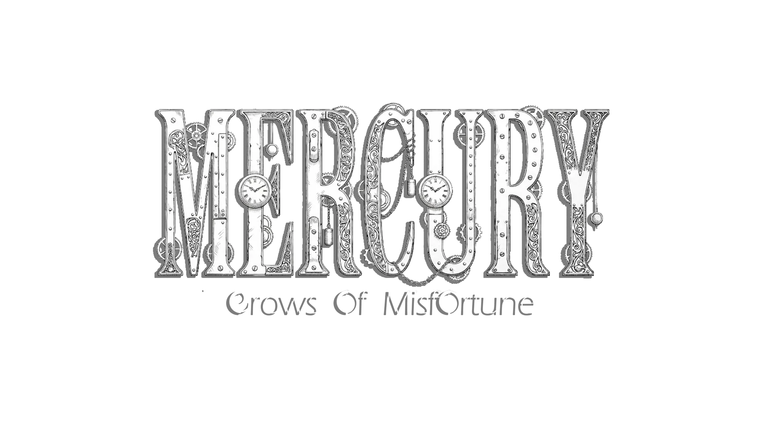 The logo for 'Steampunk Murders: Crowns of Misfortune,' featuring intricate steampunk design elements, gears, clocks, and Victorian-style lettering.