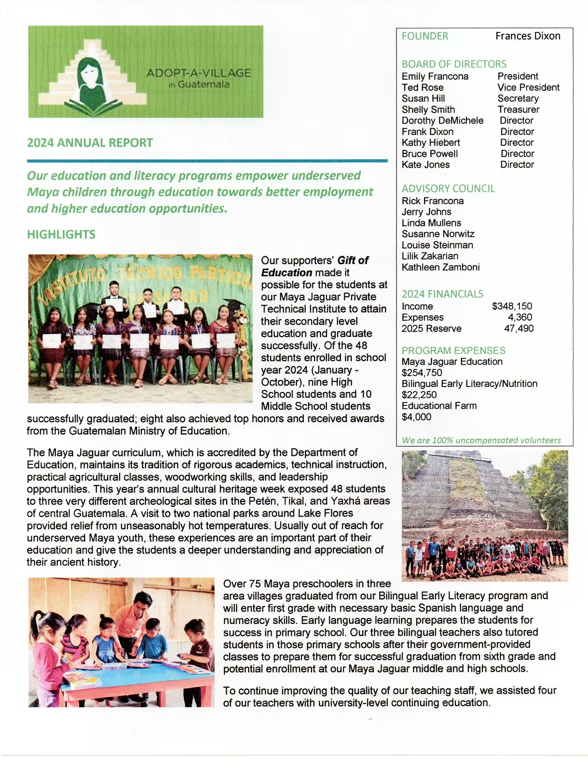 Adopt-a-Village in Guatemala Annual Report - 2024