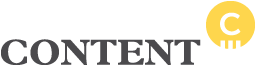Content Marketing logo with black text and a yellow circle containing a white pencil icon