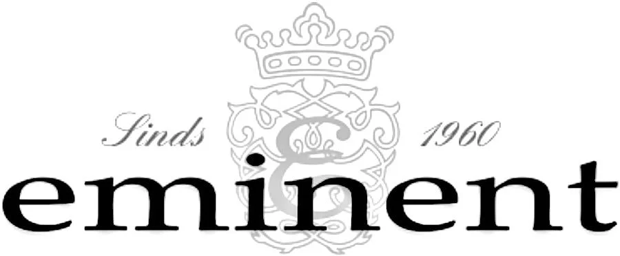 A logo featuring a crown, a shield with a lion, and the words "Linds 1960"; the central part of the logo displays the word "eminent" in large black font.