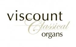 Text reading 'viscount Classical organs' with a decorative font for 'Classical'