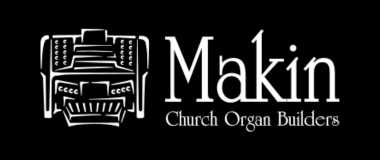 Logo with a church organ graphic and the text "Makin Church Organ Builders"