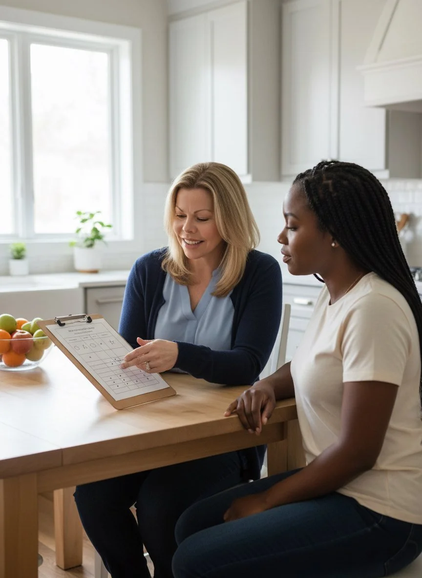 BCBA and Sleep Specialist Elisha Iggulden providing in-home sleep support with parents in Vancouver, BC.