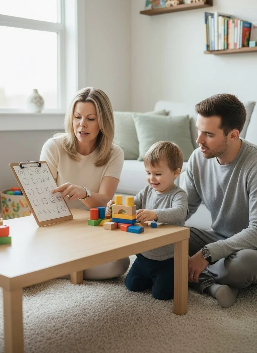 BCBA Elisha Iggulden providing behavioral intervention and parent coaching to families with children with special needs.