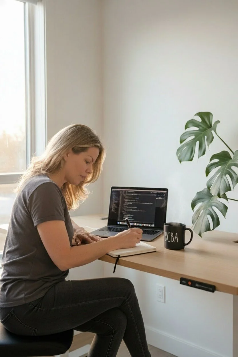 Elisha Iggulden, BCBA and child sleep consultant creating neurodivergent-affirming sleep plan with evidence-based strategies.