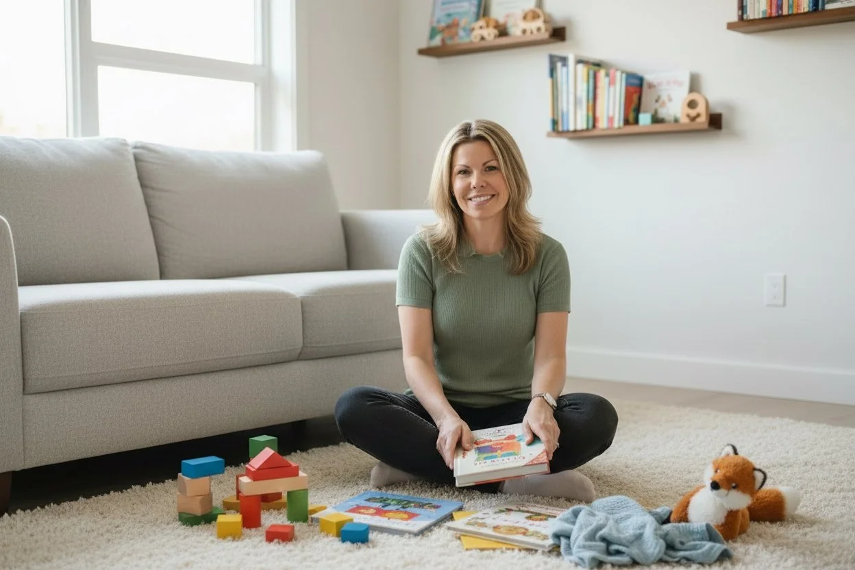 BCBA Elisha Iggulden providing evidence-based behavioral intervention in family's home.