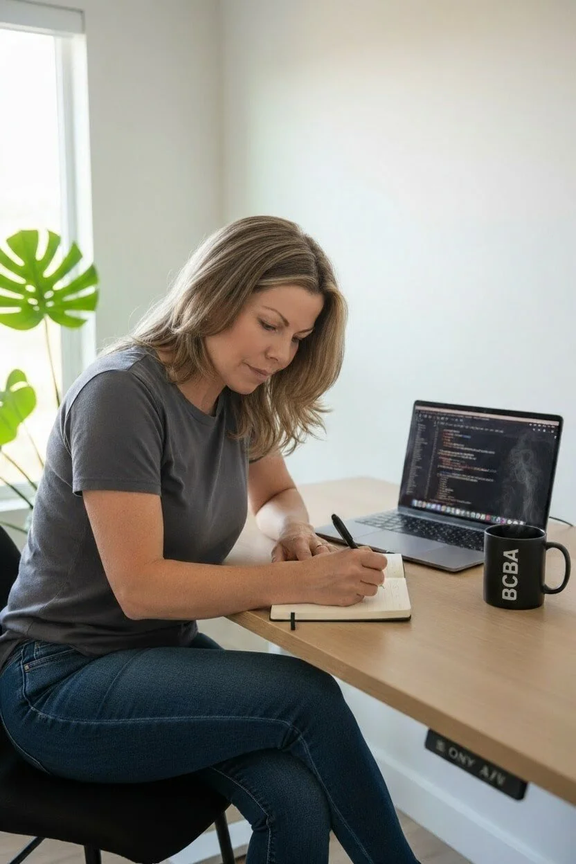 Elisha Iggulden, BCBA and Certified Sleep Specialist creating a customized family sleep plan.