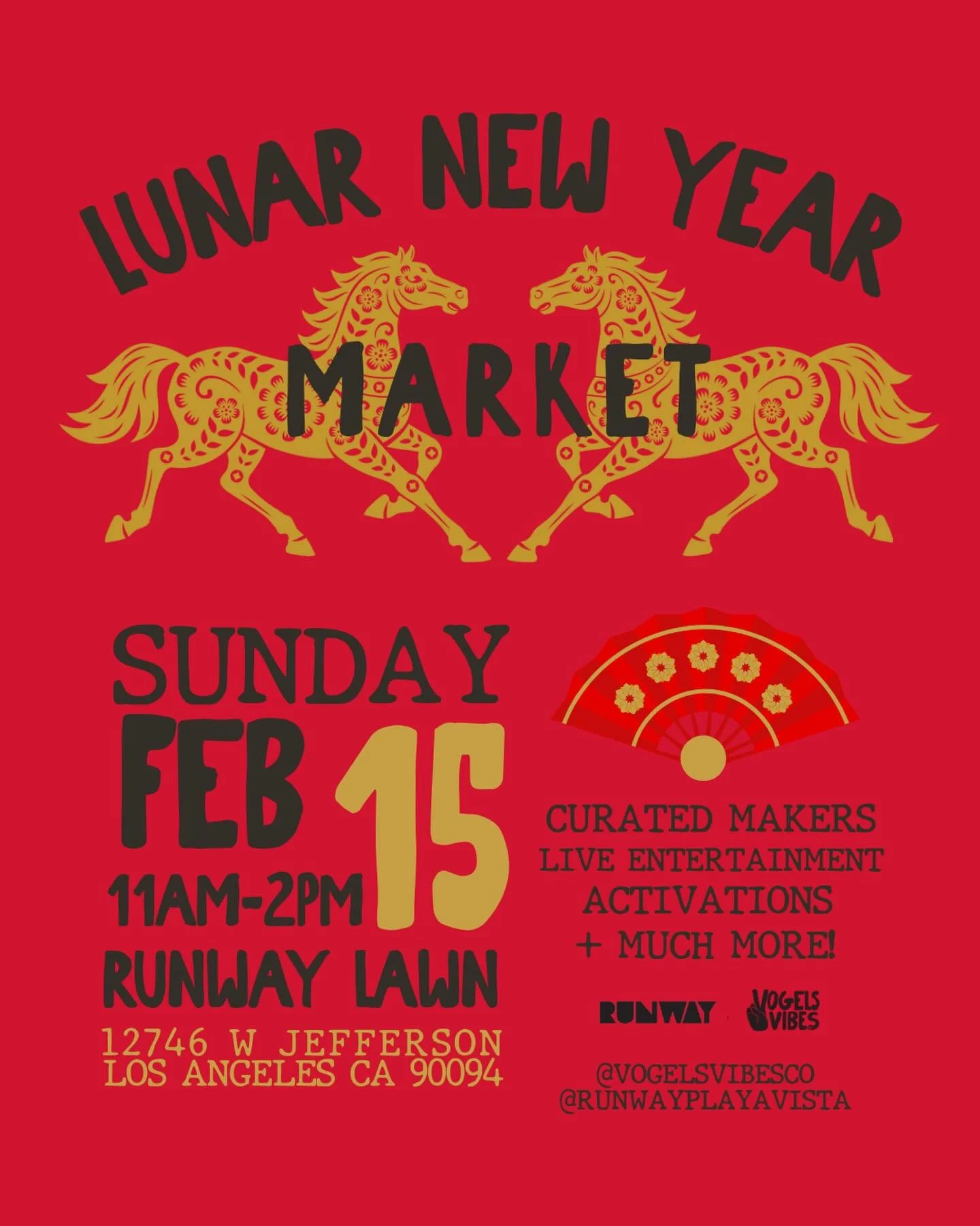Join us for a Lunar New Year Celebration @ RUNWAY! 🐴🪭 This market celebrates Lunar New Year and is designed to spotlight Asian artists &amp; creatives - To apply click the link in bio or DM us for a link! Booth Fee is COMPLIMENTARY ✨

#lunarnewyear