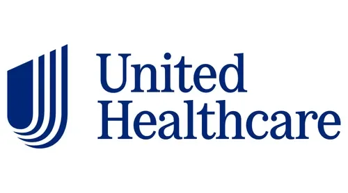 Can We Meet accepts United Healthcare. Picture of a logo with a blue emblem and blue text