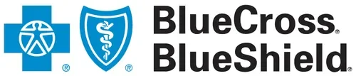 Can We Meet accepts Blue Cross Blue Shield. Picture of a BlueCross BlueShield logo with a blue cross and a blue shield.