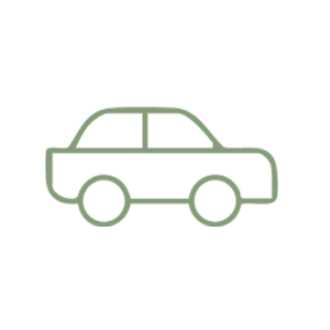 A simple line drawing of a vintage car in green