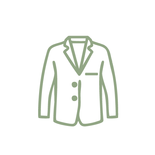 Outline of a business suit jacket on a black background.