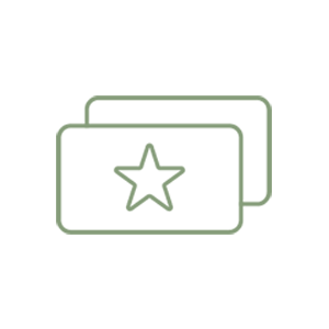 Outline of gift cards with a star symbol