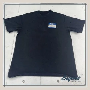 Balenciaga Hello My Name Is Demna Black Distressed Short Sleeved Shirt Mens S $240