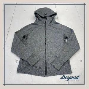 Lululemon Light Cotton Heathered Dark Grey Scuba Hoodie Jacket Women's Size 8 $45