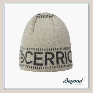 Cerric Jacquard Logo Text Short Beige Beanie Adults Unisex One Size $1,134