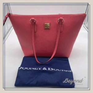 Dooney & Bourke Wren Pink Saffiano Leather Large Top Zip Tote Shoulder Purse $105