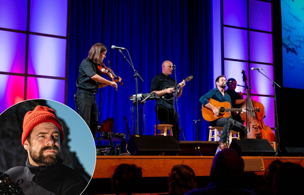 Andy Mann & the Eli West Trio keynote speaking topic on ocean conservation, wonder, and storytelling through live music and National Geographic photography