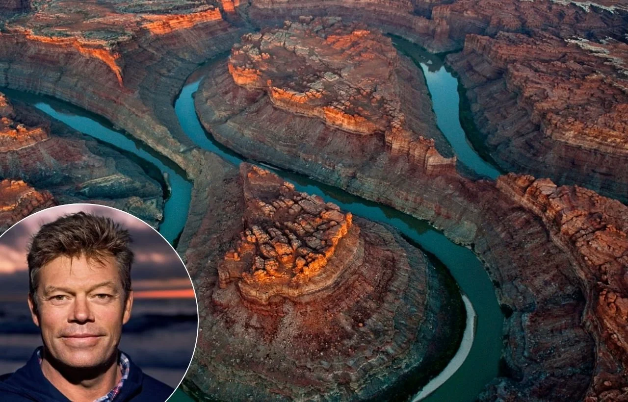 Photographer Pete McBride presenting on the keynote speaking topic of the Colorado River, climate change, and water conservation.