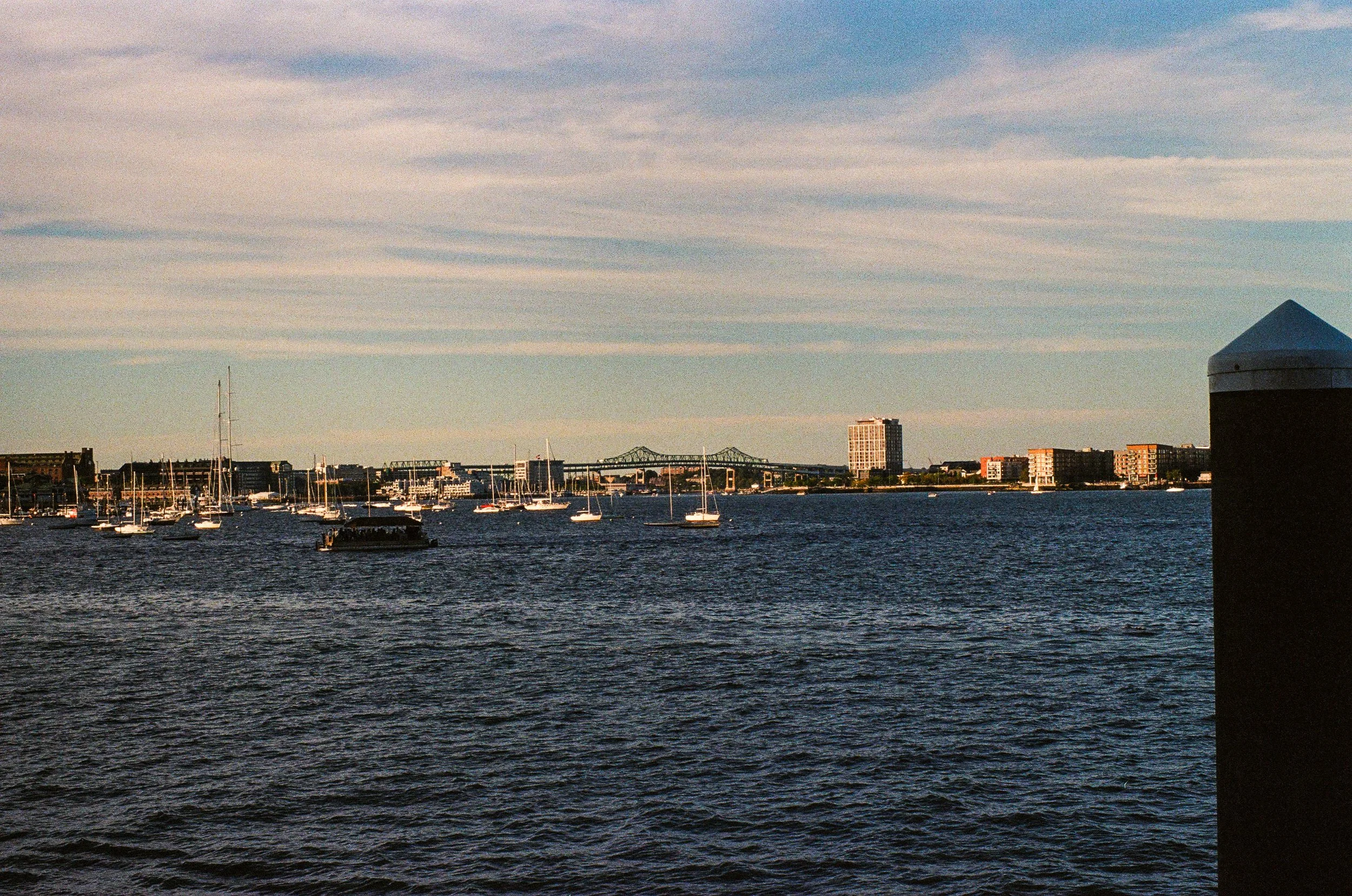 Boston Harbor with Bridge and Boat